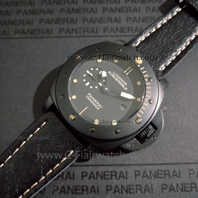 Fake Panerai PAM508 Luminor Submersible Watch Black Steel